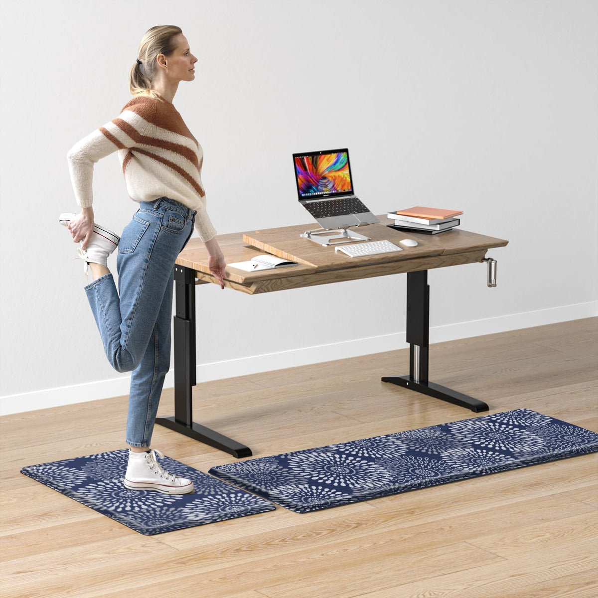 LuxStep durable blue kitchen mat for high-traffic areas