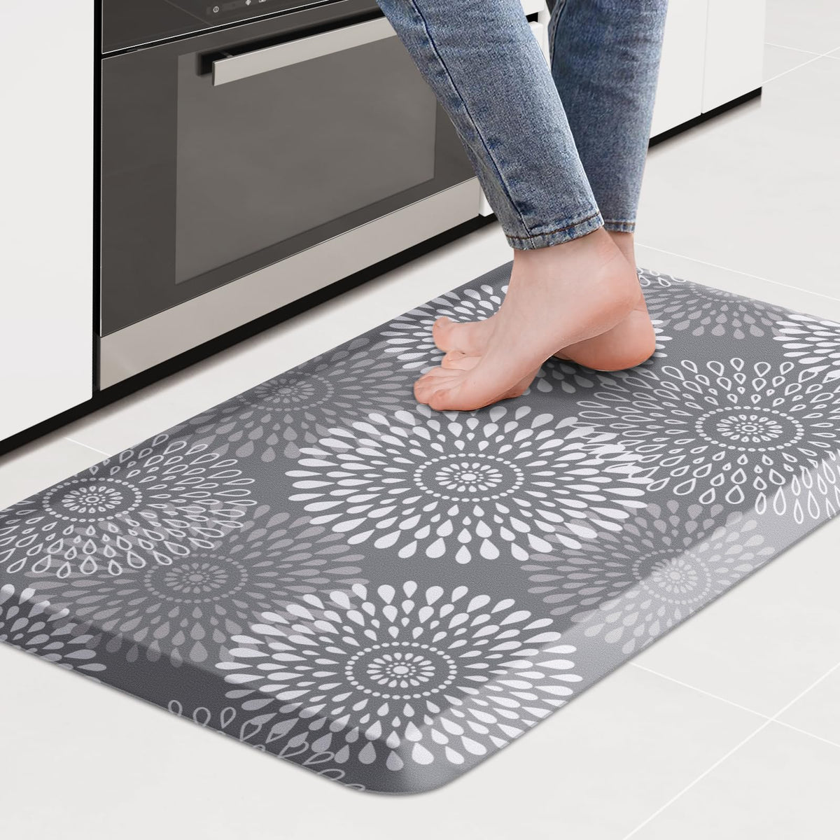 LuxStep kitchen mat front view shows anti fatigue comfort for long kitchen tasks
