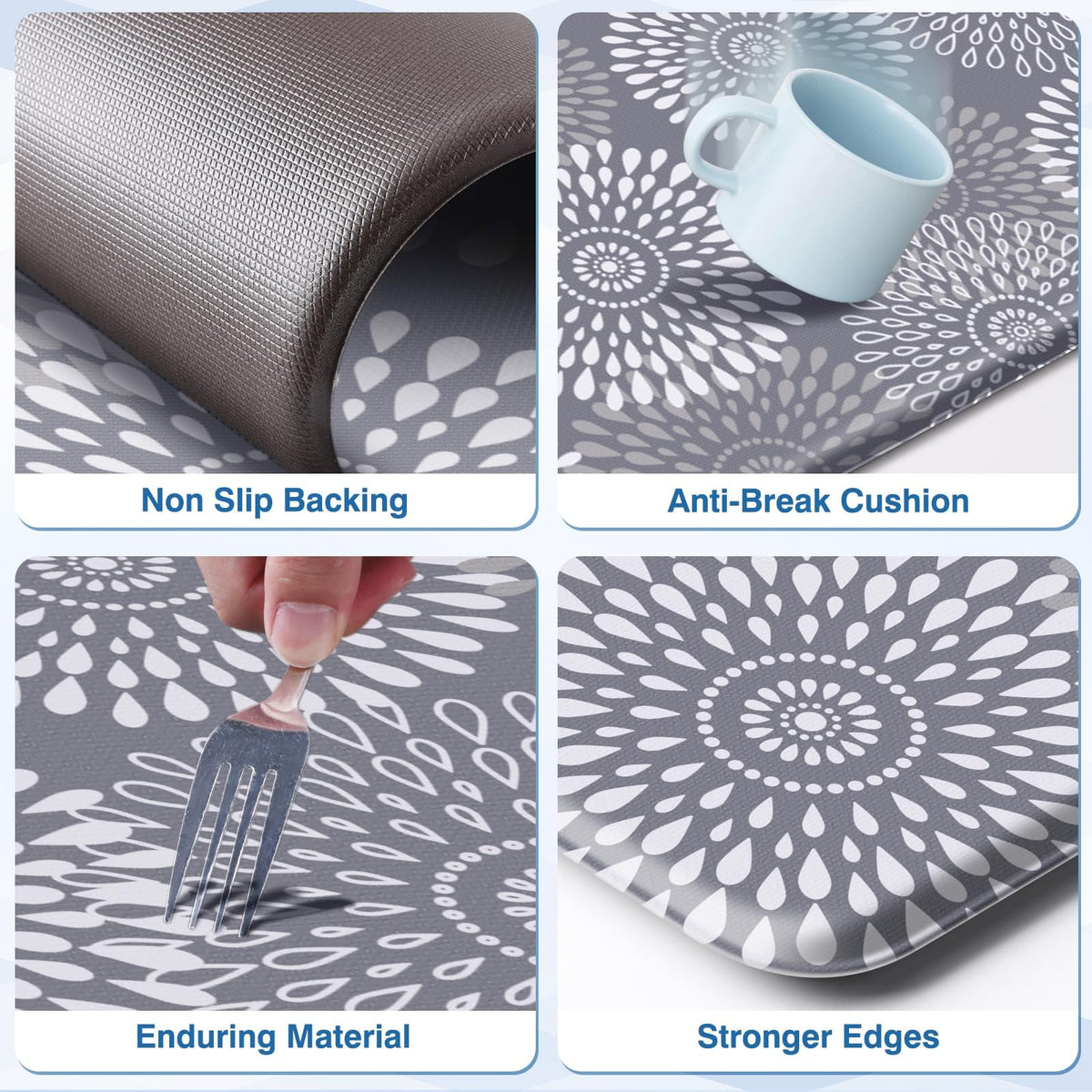 LuxStep 70-inch long runner provides extended comfort along counters.