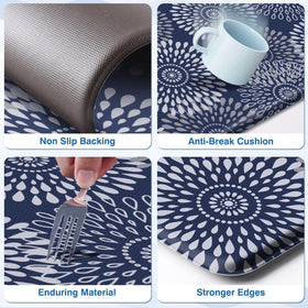 LuxStep blue kitchen mat works on tile, wood, and ceramic surfaces