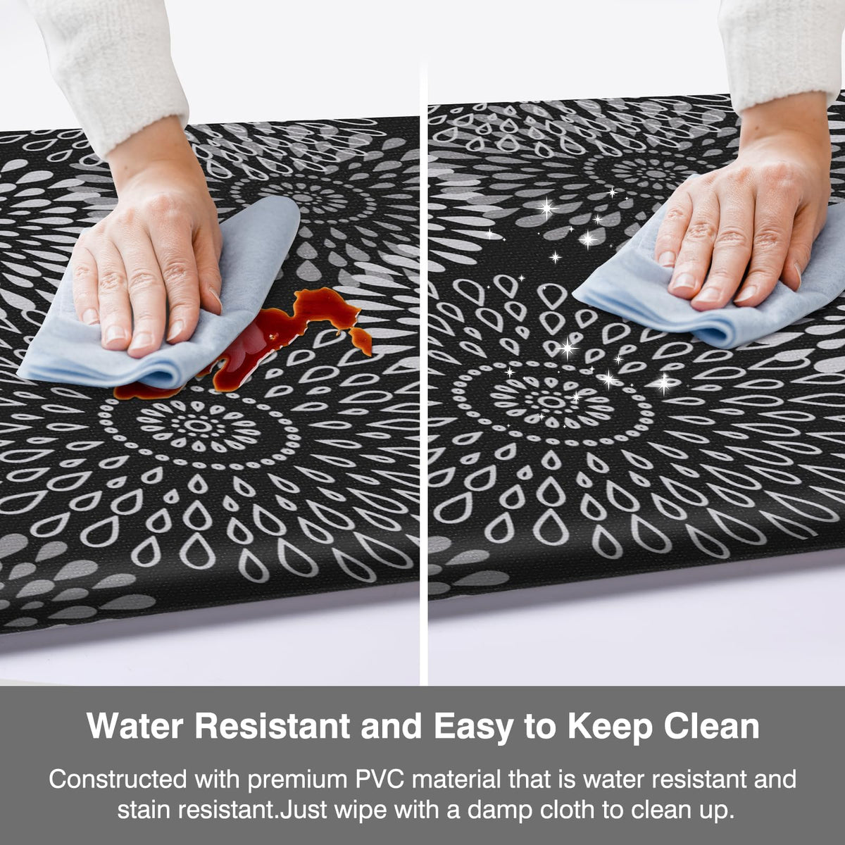 LuxStep kitchen mat multi-surface-compatibility works on tile, wood, and more surfaces.