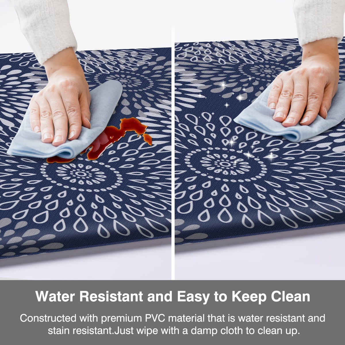 LuxStep two-piece blue kitchen mats for kitchen and laundry spaces