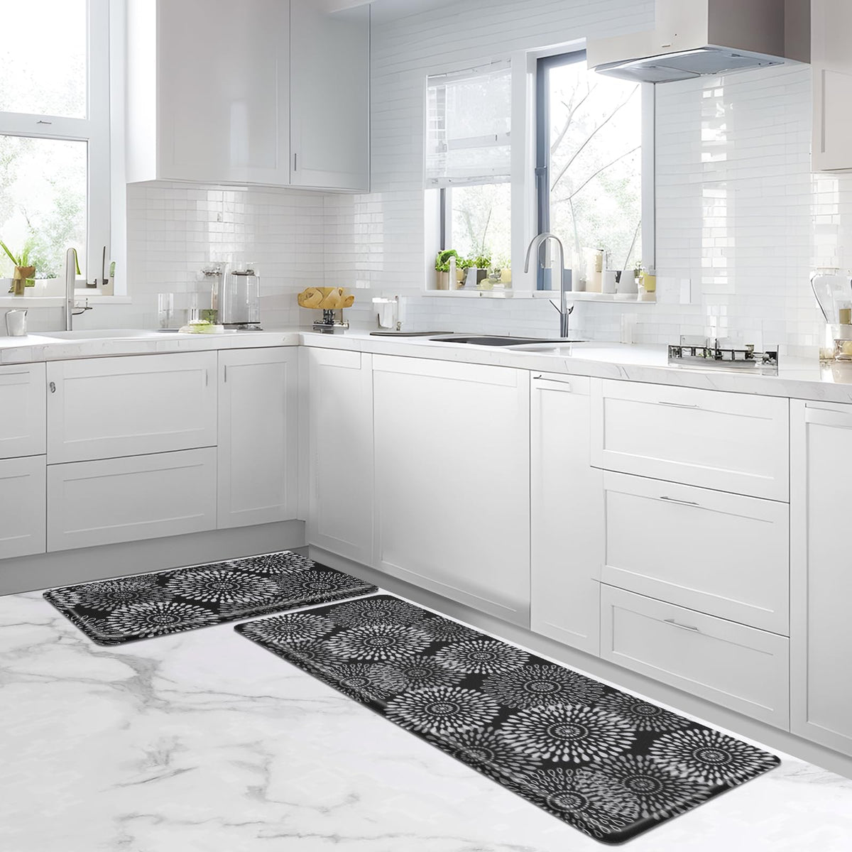 LuxStep kitchen mat wipe-clean-damp-cloth for quick maintenance after cooking.