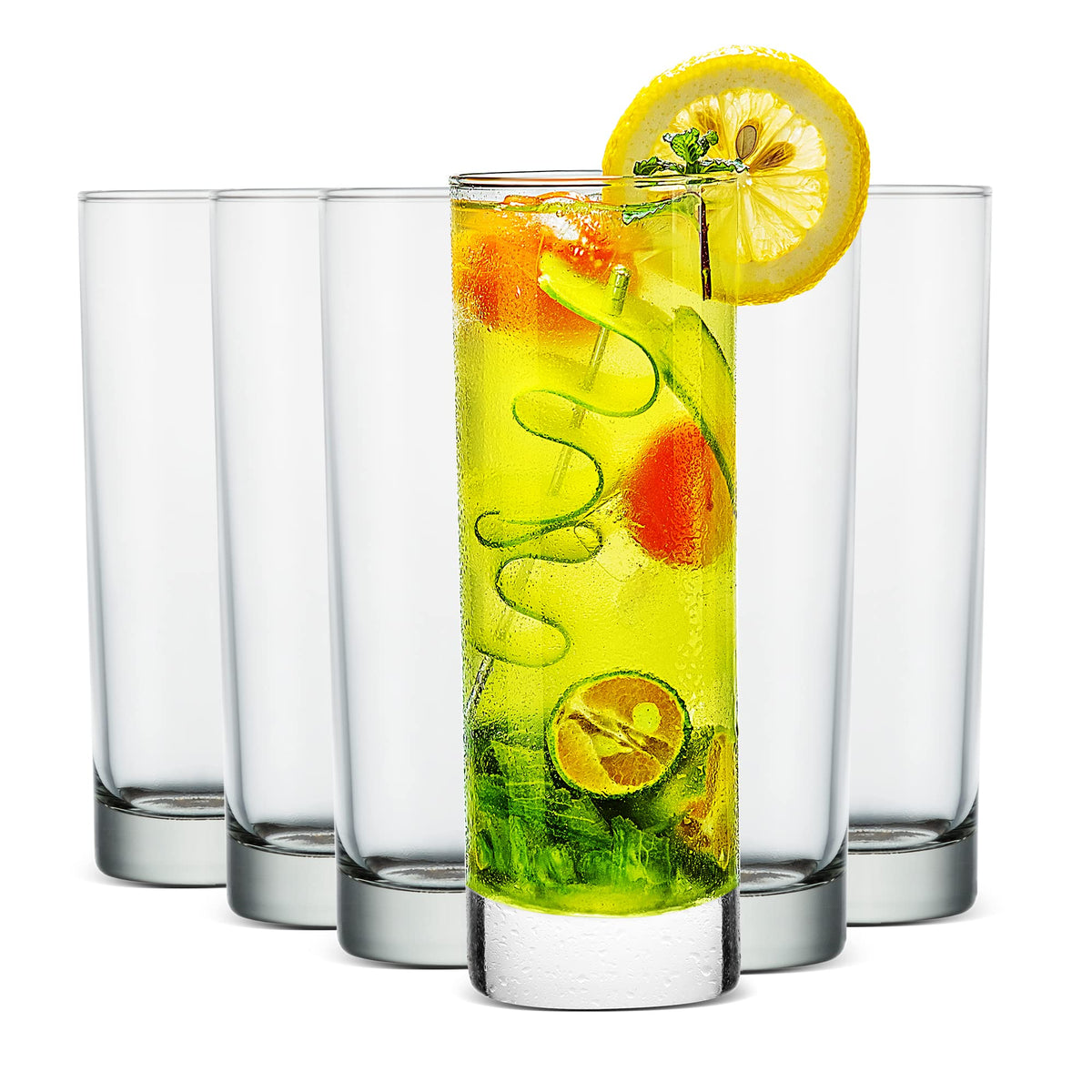 Luxu Premium Highball glasses set6 in clear crystal for vibrant cocktails.