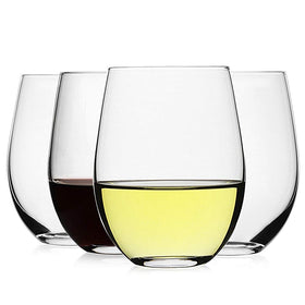 LUXU stemless wine glasses set of 4 with 20 oz capacity for versatile serving.