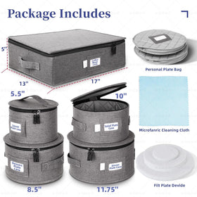 Luxula storage box open inside showing felt dividers protecting dinnerware.
