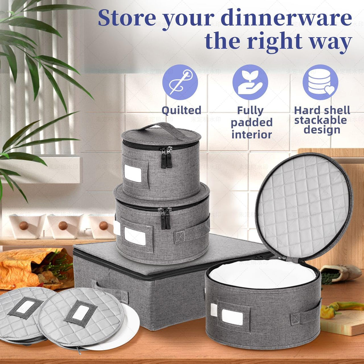 Luxula quilted foam divider detail guards plates during moves.