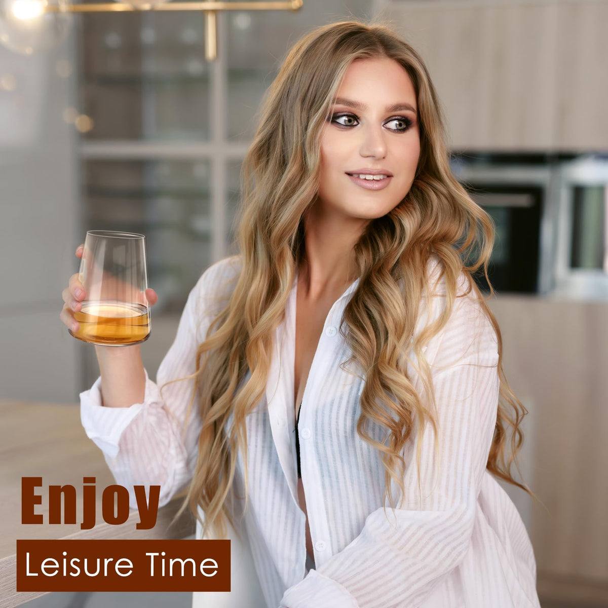 LUXULISH lead-free crystal glasses offer bright sparkle and safe sipping.