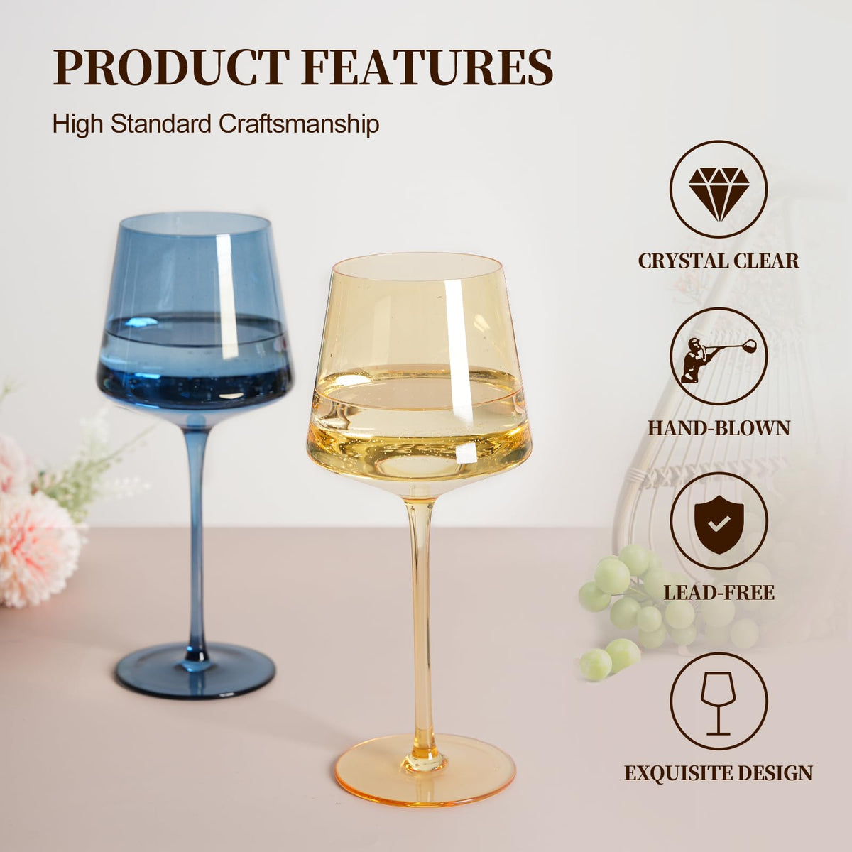 LUXULISH lead free crystal glasses with clear, bright appearance