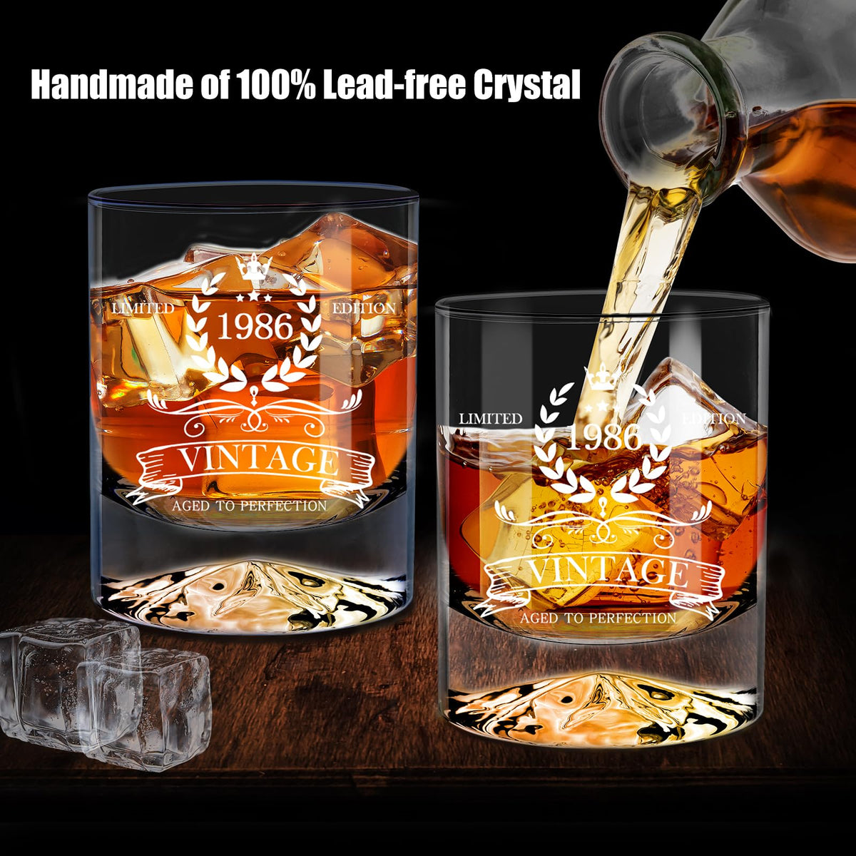 Luxulish raised mountain base design deepens whiskey reflections.