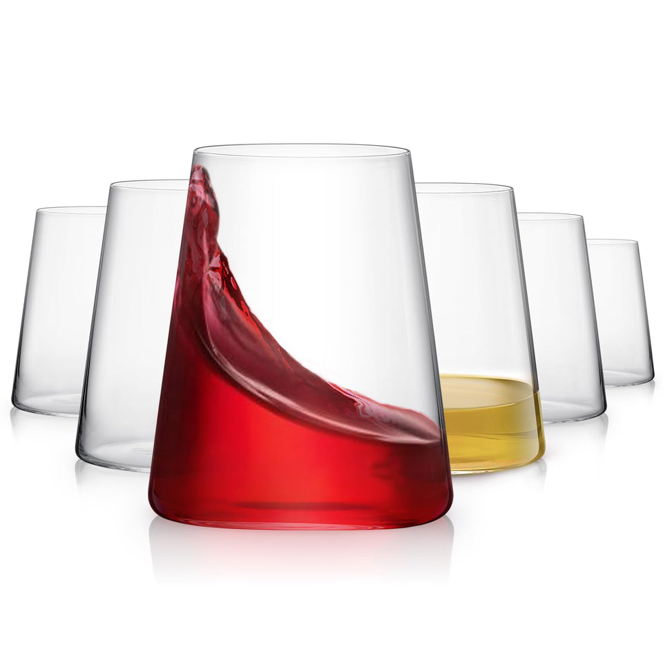 LUXULISH stemless wine glasses set of 6 with stable grip and aroma-focused design.