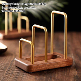 Luxylei kitchen organiser stand blends wood and metal for durability.