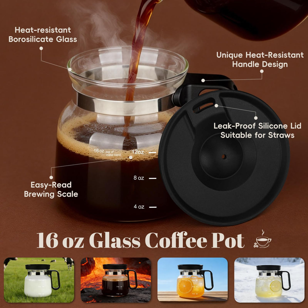 Luyyholara heatproof borosilicate glass shows rich coffee colors.