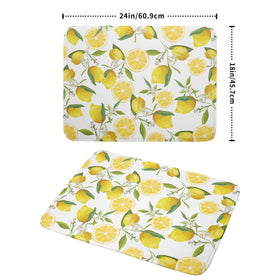Lvhompro Lemon Dish Drying Mat folded for compact storage on a counter