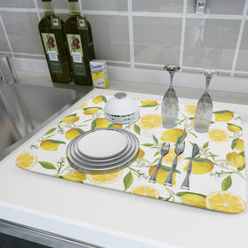Lvhompro Lemon Dish Drying Mat with hanging loop for quick drying