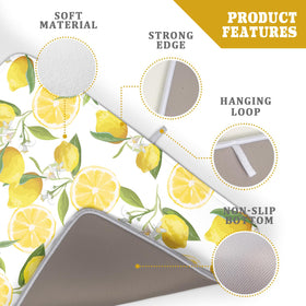 Lvhompro Lemon Dish Drying Mat under a dish rack catches drips