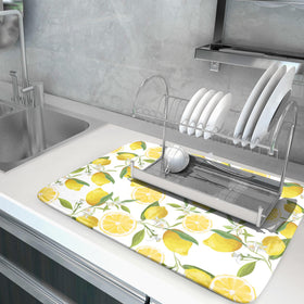 Lvhompro Lemon Dish Drying Mat washable microfiber material for easy reuse