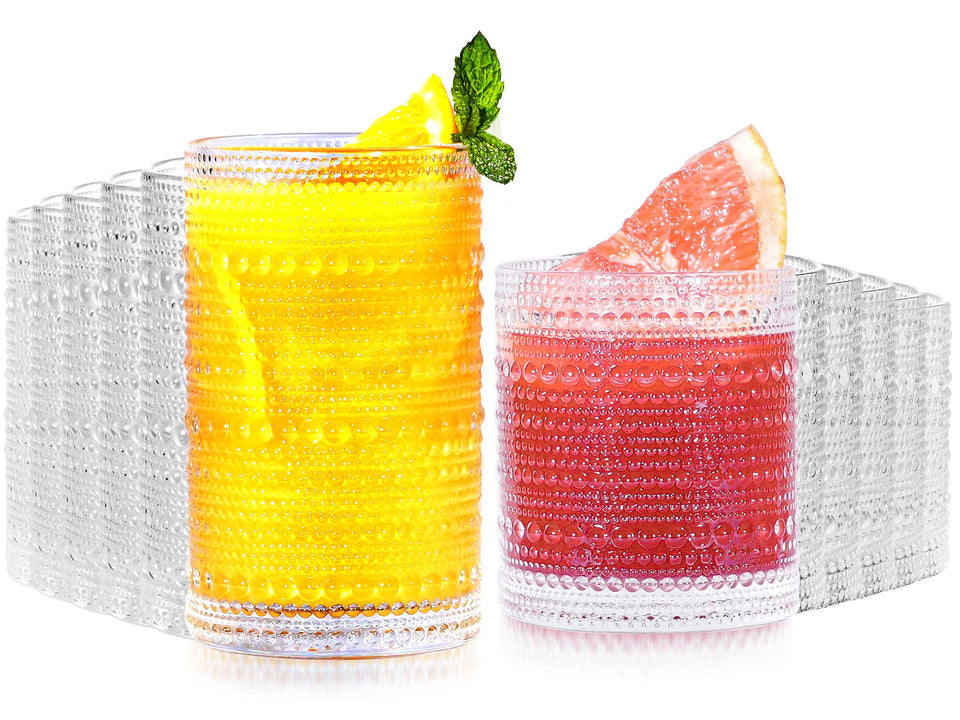 Lvtrupc vintage hobnail 14oz glass showing clear crystal clarity for everyday drinks