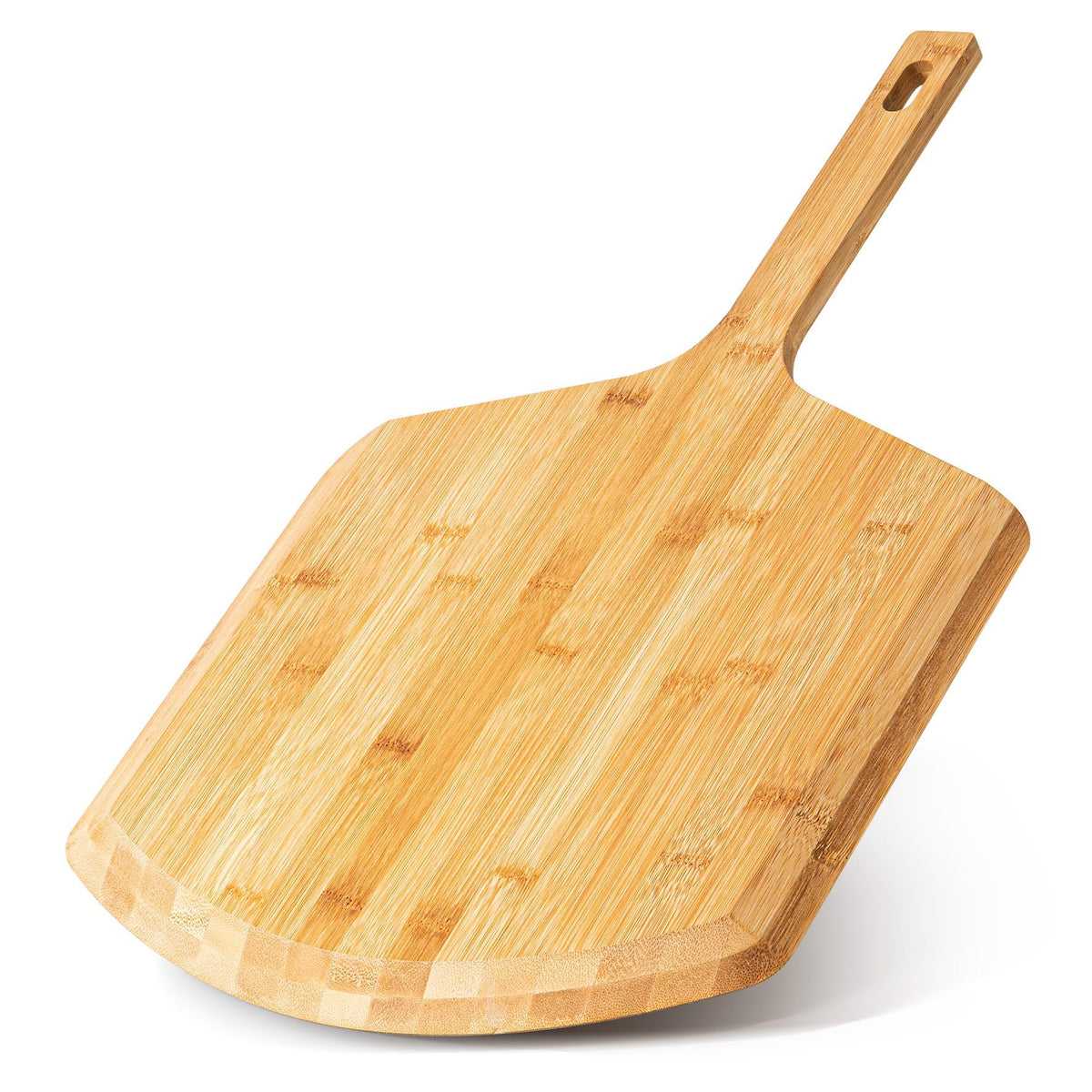 LX LERMX 16-inch bamboo pizza peel with smooth surface for easy transfer.
