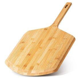 LX LERMX 16-inch bamboo pizza peel with smooth surface for easy transfer.