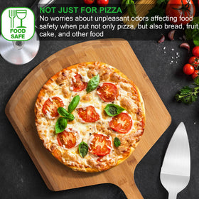 LX LERMX wooden pizza board for serving sliced pizzas.