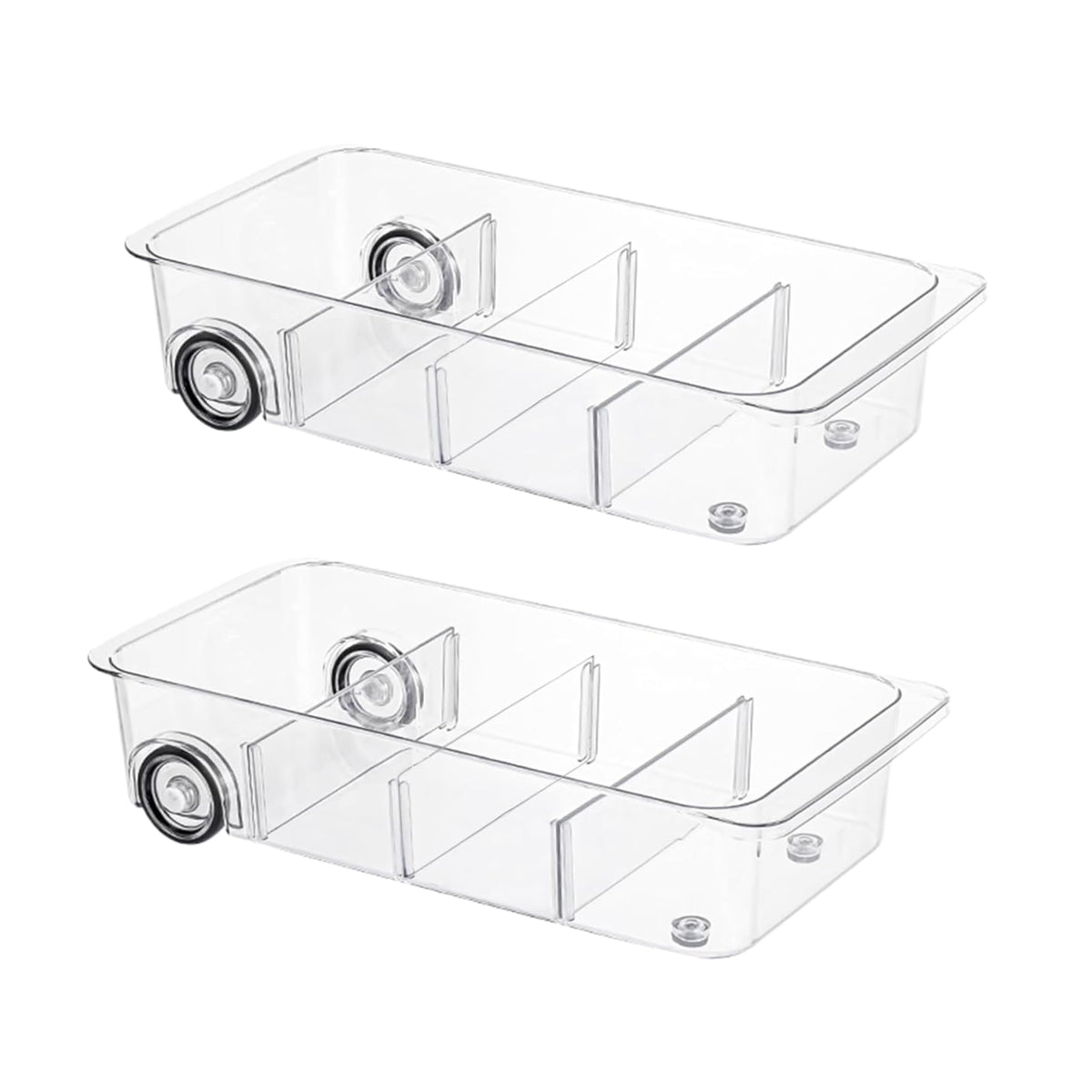 LXLXXL fridge organizer bins with wheels front view for easy reach and organized shelves