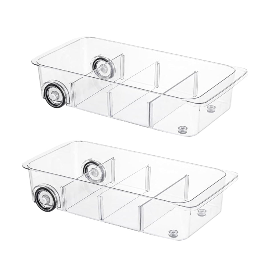 LXLXXL fridge organizer bins with wheels front view for easy reach and organized shelves