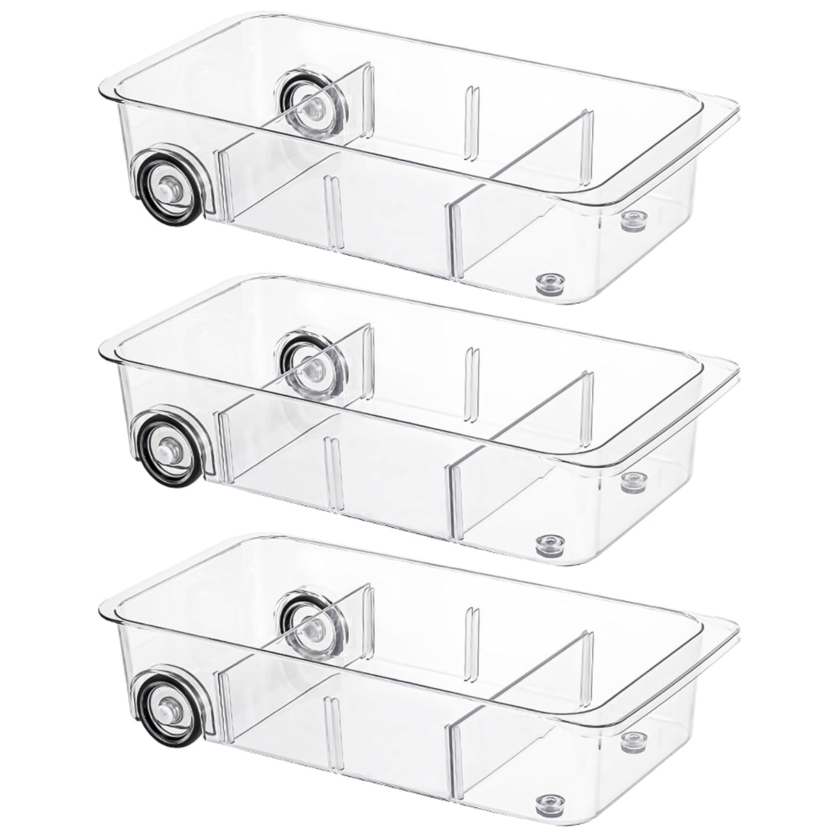 LXLXXL fridge organizer with wheels helps access from deep shelves.