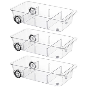 LXLXXL fridge organizer with wheels helps access from deep shelves.