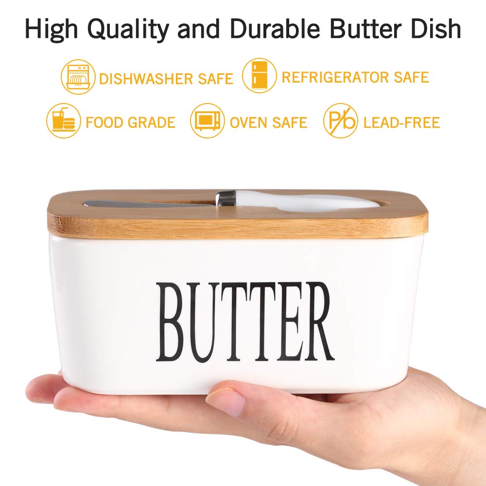 Lxmons bamboo lid with sealing ring preserves butter freshness in the fridge.