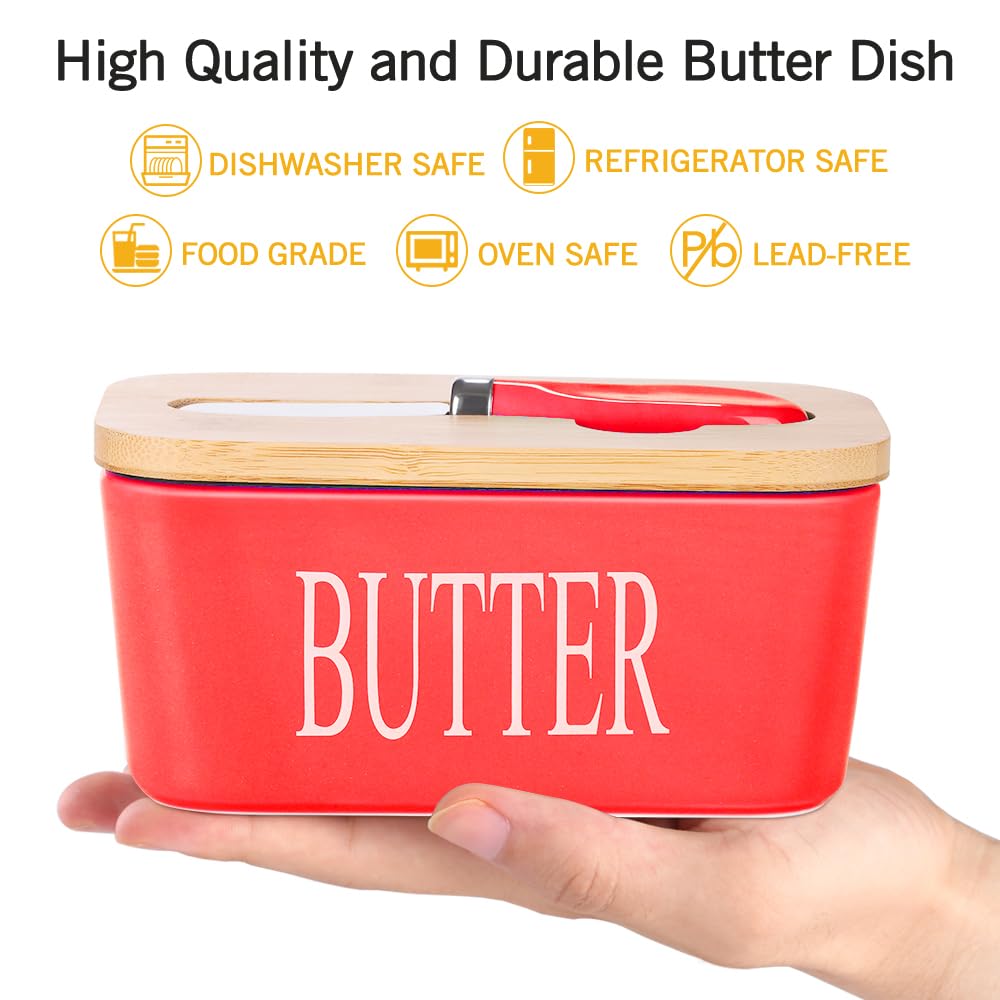 Lxmons bamboo lid with sealing ring keeps butter fresh and odor-free