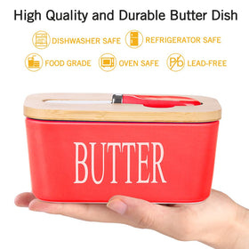 Lxmons bamboo lid with sealing ring keeps butter fresh and odor-free