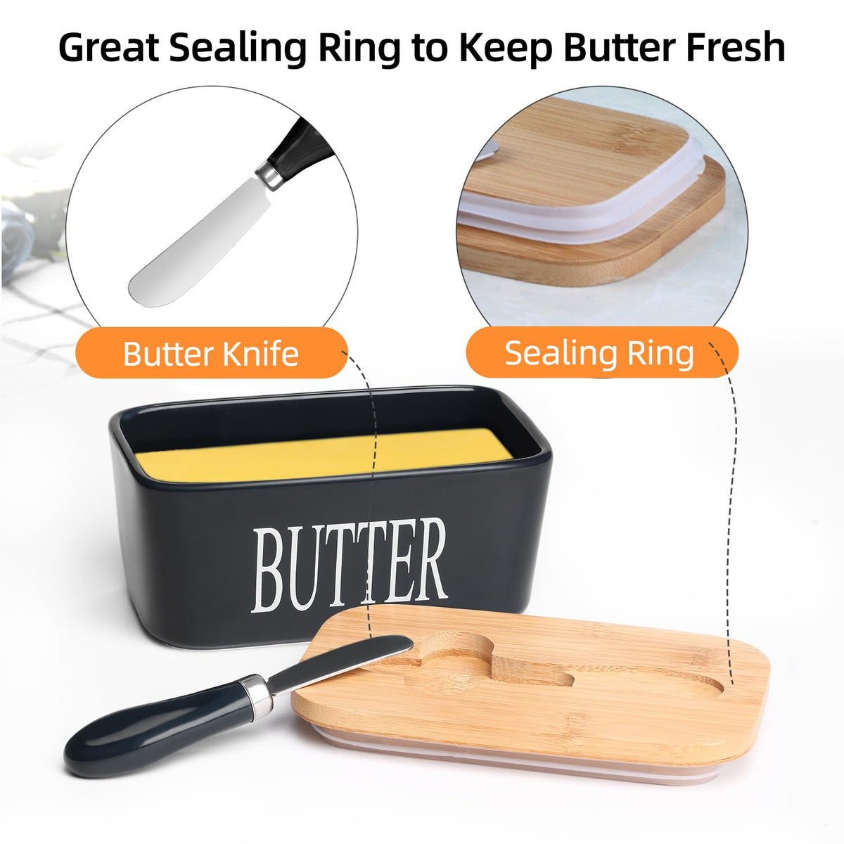 Lxmons bamboo lid with sealing ring preserves freshness and blocks fridge odors.