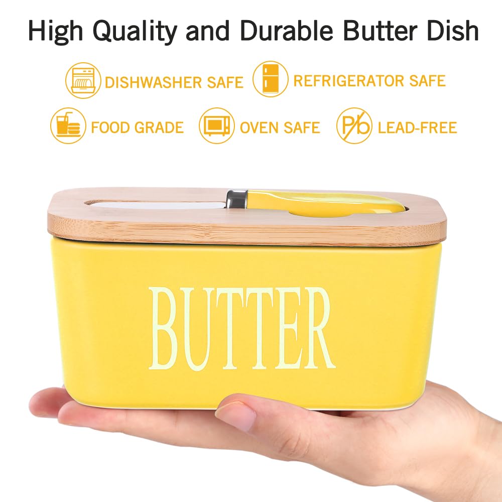 Lxmons butter dish bamboo lid close-up with sealing ring preserves freshness.