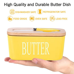 Lxmons butter dish bamboo lid close-up with sealing ring preserves freshness.