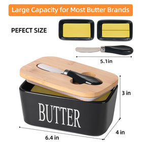 Lxmons black butter dish overview showcases versatile storage and cutting-board lid.
