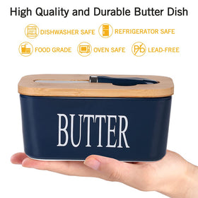 Lxmons butter dish with bamboo lid and sealing ring preserves freshness and blocks fridge odors.