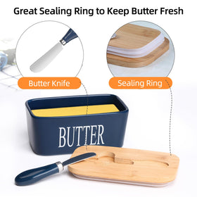 Lxmons butter dish includes a stainless steel knife spreader for easy, even patty spreading.