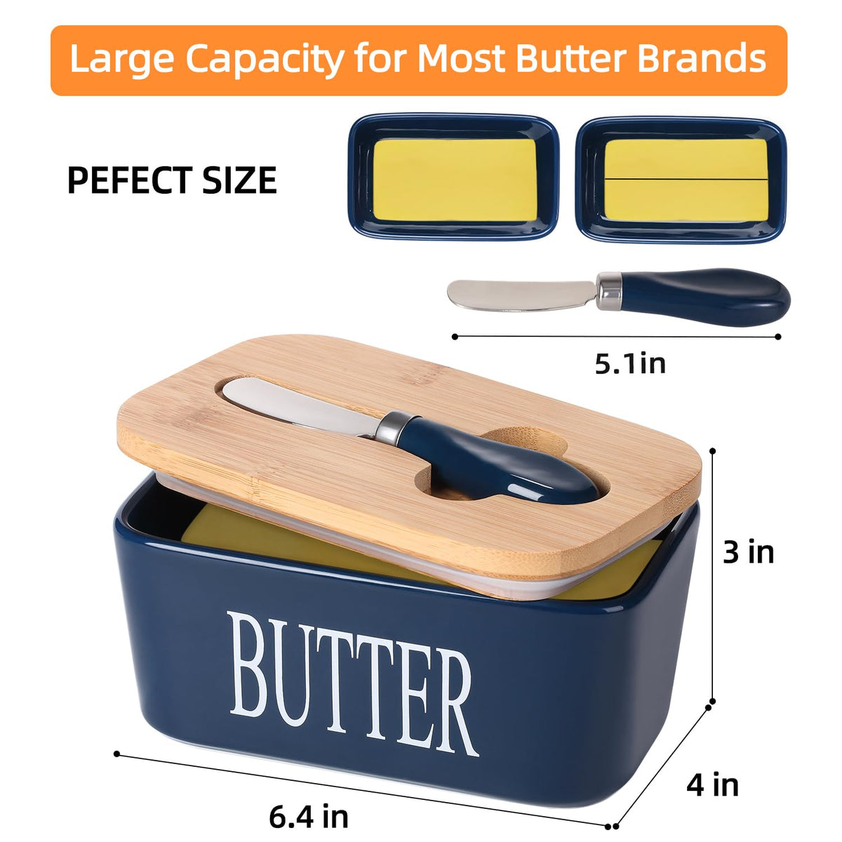 Lxmons butter dish easily cleans up thanks to removable ring and non-stick porcelain.