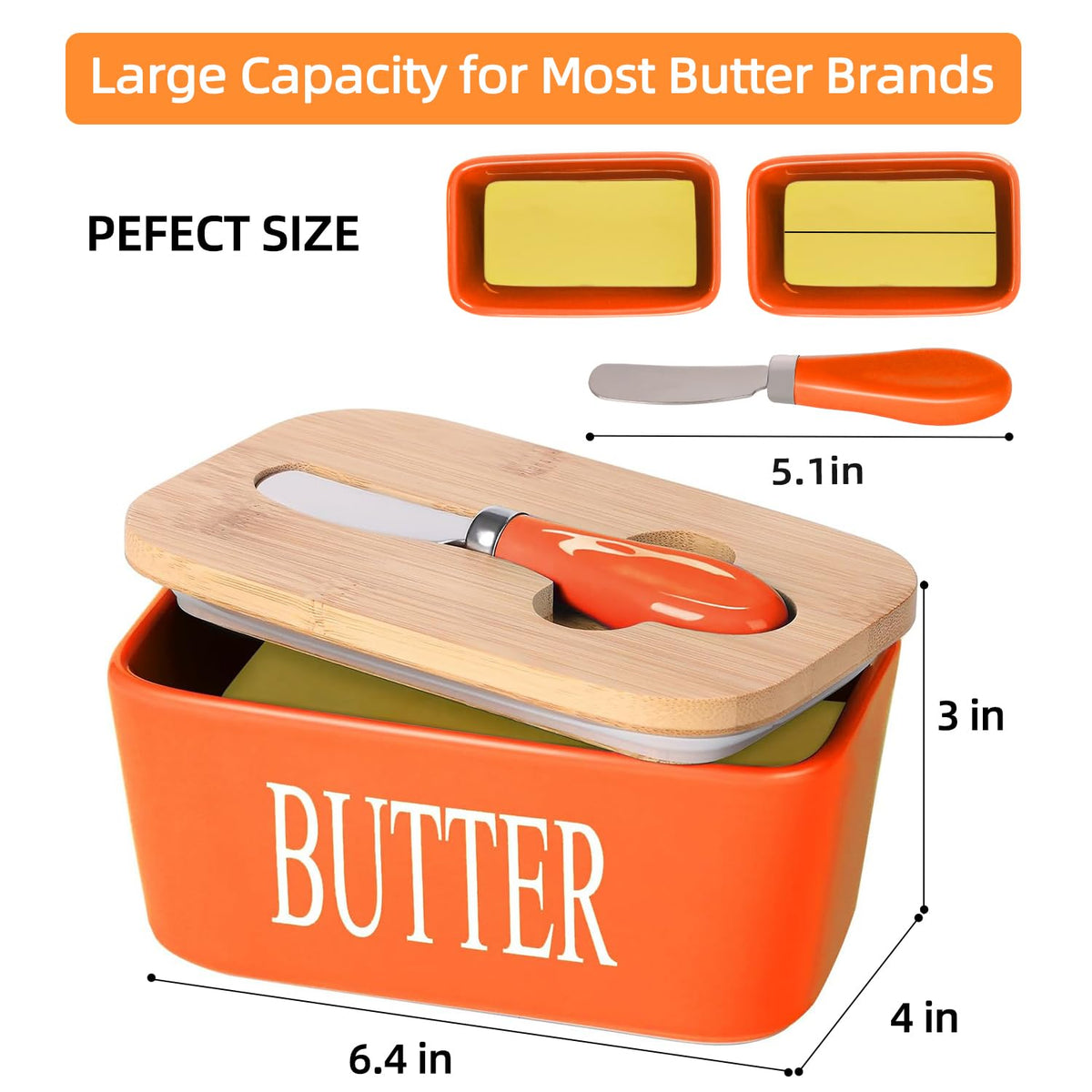 Lxmons butter dish with removable seal ring for easy cleaning.