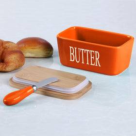 Lxmons farmhouse style butter dish adds rustic kitchen decor.