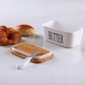 Lxmons farmhouse-style kitchen decor complements any counter.