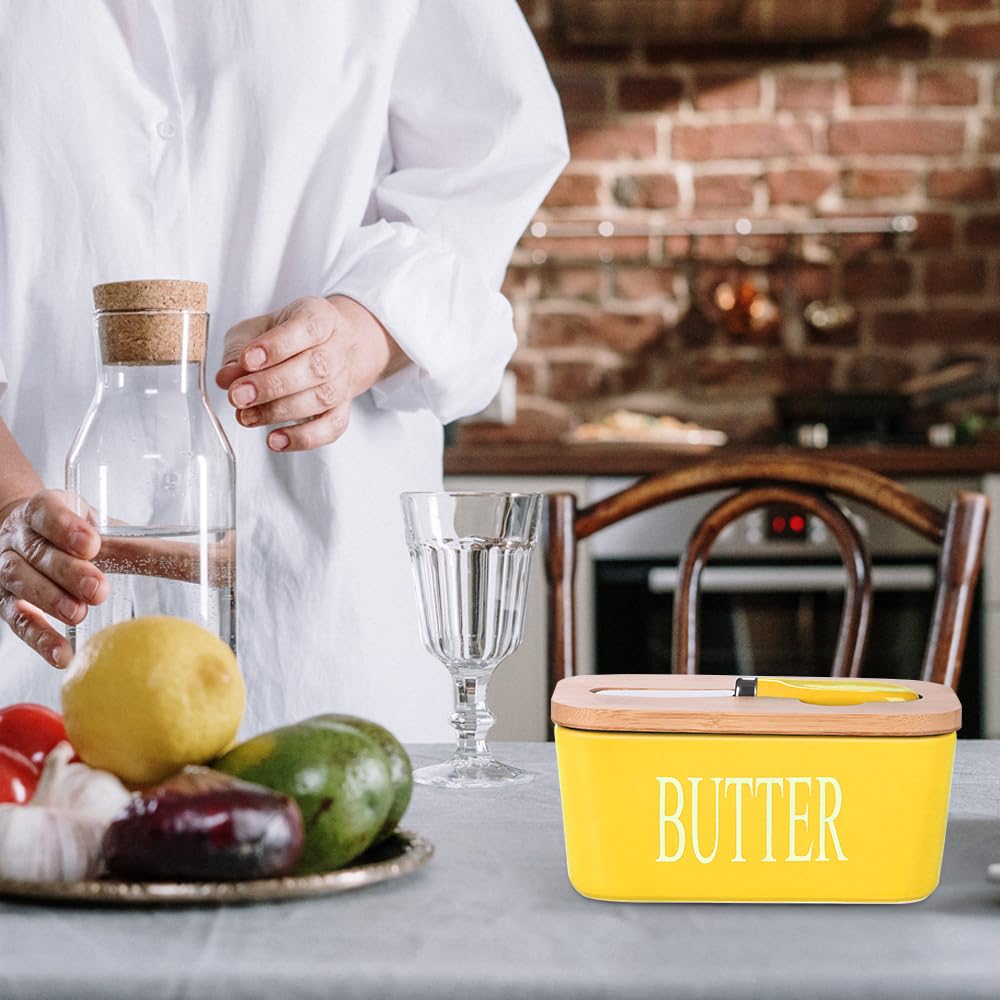 Lxmons porcelain butter dish with chip-resistant finish.