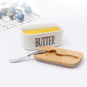 Lxmons white porcelain butter dish is durable and easy to clean.