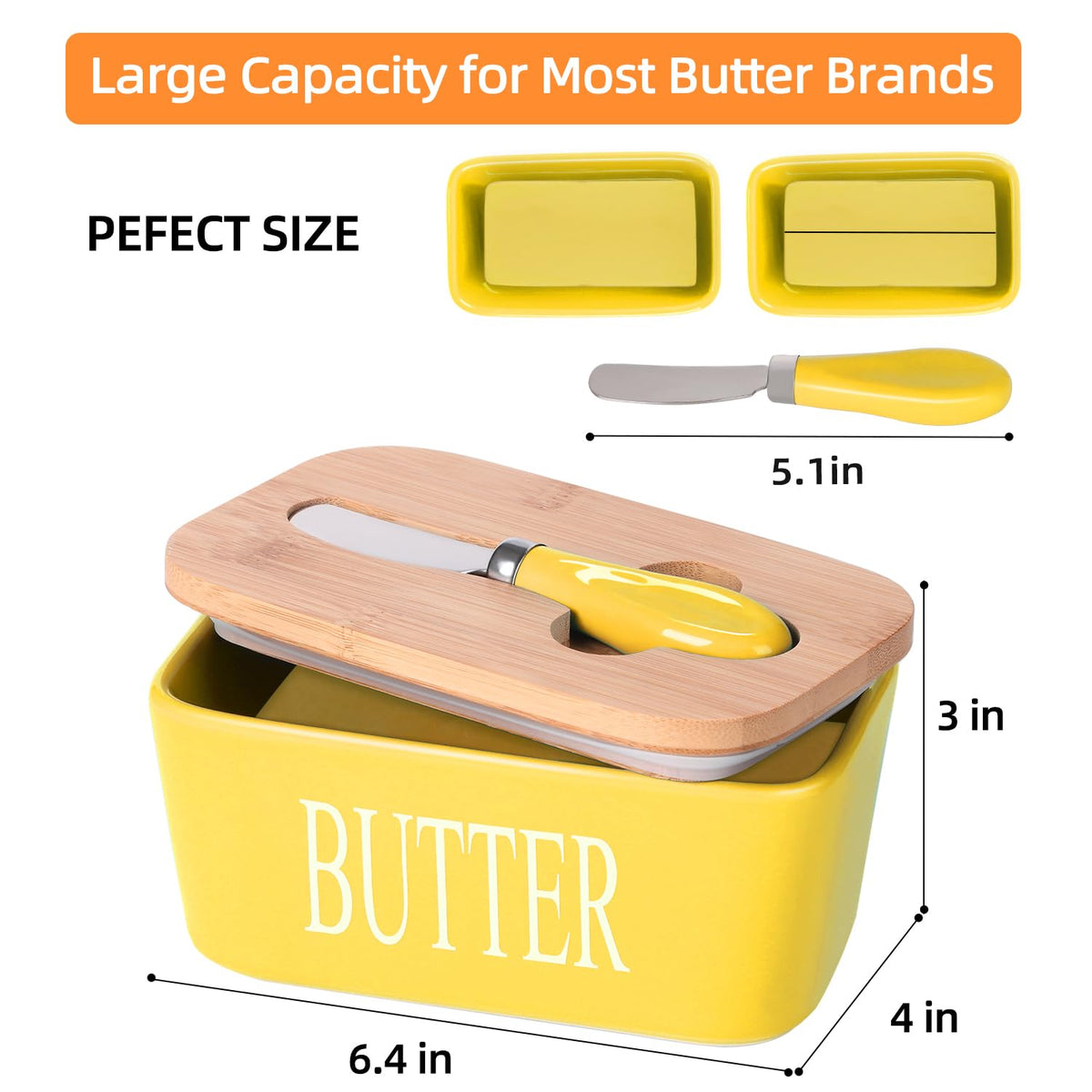 Lxmons butter dish wide capacity suitable for multiple sticks.