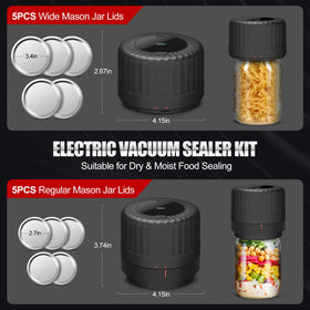 LXT LED display on mason jar sealer showing battery status during use.