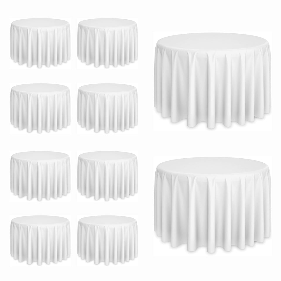 Lxztayuk 10-pack white round tablecloths for events.