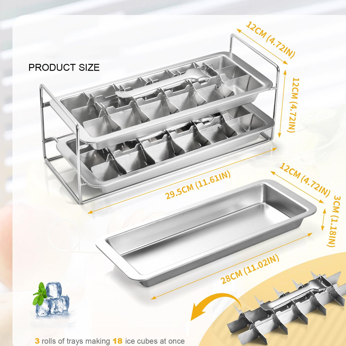 Lycss durable stainless steel tray offers hygienic, plastic-free ice making.