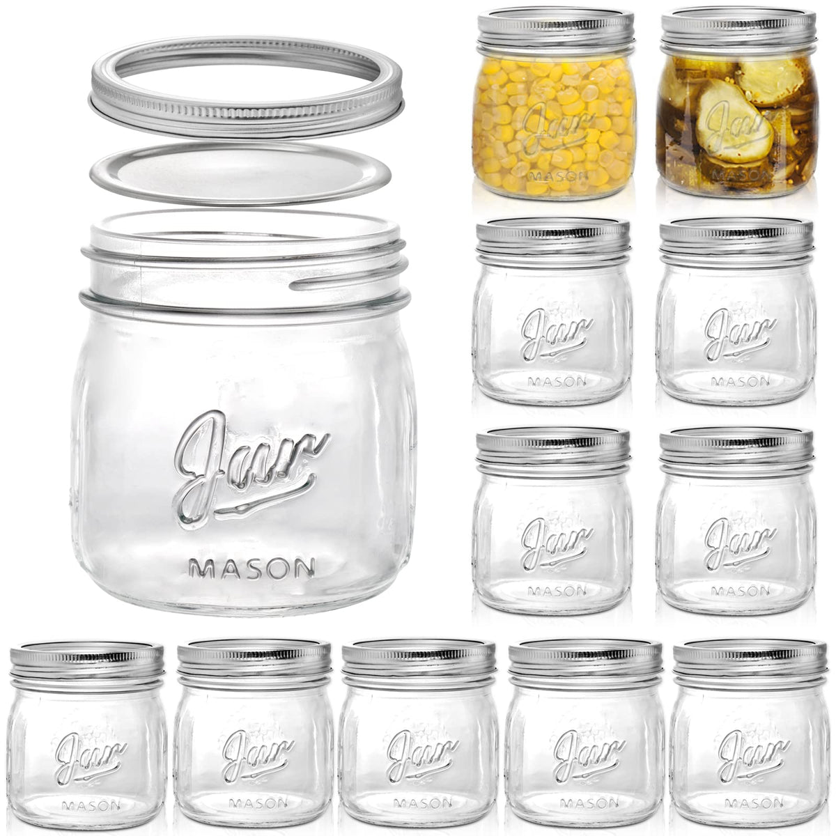 Lyellfe 16oz wide-mouth mason jar for easy filling and quick pouring.