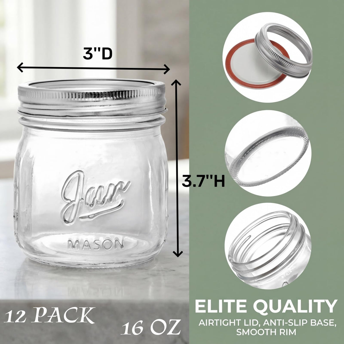 Lyellfe airtight silver lids on jars keep contents fresh.